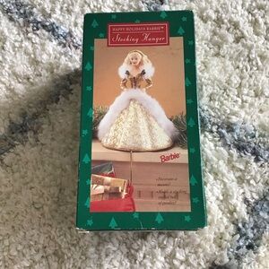 RETIRED NEW Barbie-Happy Holiday Barbie Stocking Hanger 1995 Mattel
